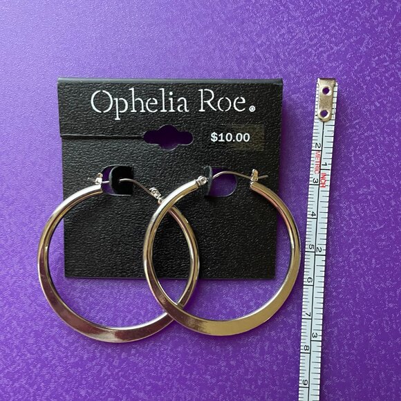 Bundle 3 pairs for $12. Ophelia Roe Silver Toned Hoop Earring. - Picture 2 of 3